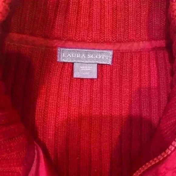 Laura Scott Quilted Sweater Jacket size Large Red - Picture 3 of 4